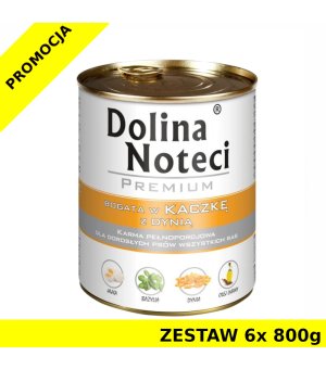 Karma mokra dla psa Dolina Noteci z kaczką i dynią puszka ZESTAW 6x 800g