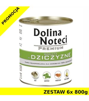 Karma mokra dla psa Dolina Noteci Dziczyzna puszka ZESTAW 6x 800g