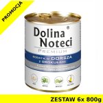 Karma mokra dla psa Dolina Noteci z dorszem i brokułami puszka ZESTAW 6x800g