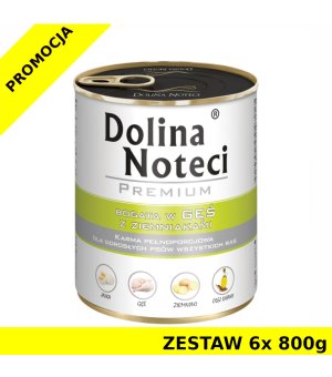Karma mokra dla psa Dolina Noteci z gęsią i ziemniakami puszka ZESTAW 6x 800g