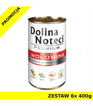 Karma mokra dla psa Dolina Noteci Wołowina puszka ZESTAW 6x 400g