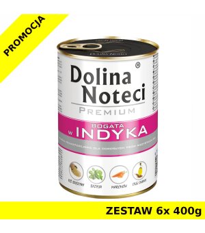 Karma mokra dla psa Dolina Noteci Indyk puszka ZESTAW 6x 400g