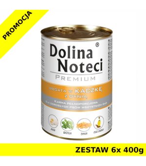 Karma mokra dla psa Dolina Noteci z kaczką i dynią puszka ZESTAW 6x 400g