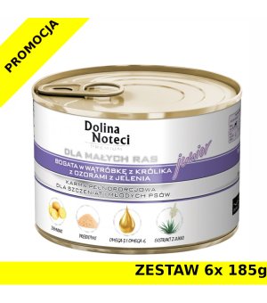 Karma mokra dla psa Dolina Noteci JUNIOR MAŁYCH RAS (wątróbka z królika, ozory z jelenia) 6x 185g