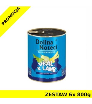 Karma mokra dla psa Dolina Noteci Superfood - cielęcina i jagnięcina ZESTAW 6x 800g