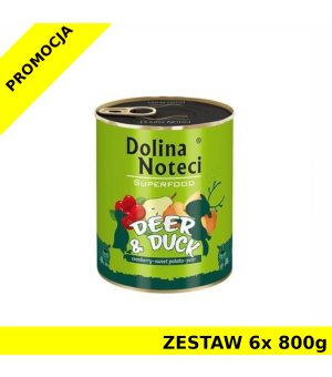 Karma mokra dla psa Dolina Noteci Superfood - jeleń i kaczka ZESTAW 6x 800g