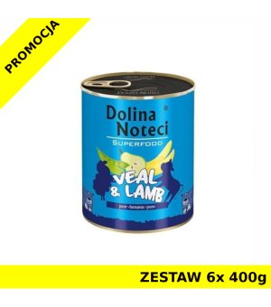 Karma mokra dla psa Dolina Noteci Superfood - cielęcina i jagnięcina ZESTAW 6x 400g