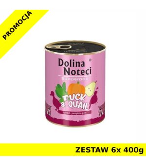 Karma mokra dla psa Dolina Noteci Superfood - kaczka z przepiórką ZESTAW 6x 400g