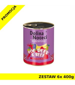 Karma mokra dla psa Dolina Noteci Superfood - sarna i wołowina ZESTAW 6x 400g