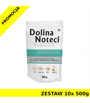 Karma mokra dla psa Dolina Noteci z Perliczką i Jabłkiem - saszetki - ZESTAW 10x 500g 