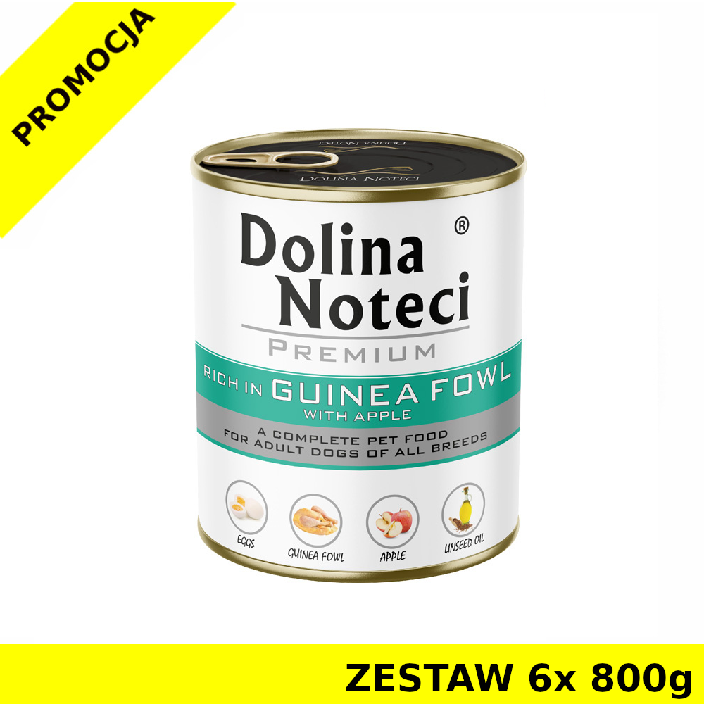 Karma mokra dla psa Dolina Noteci z Perliczką i Jabłkiem - puszka - ZESTAW 6x 800g
