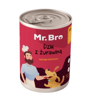 Karma mokra dla psa Mr. Bro Dzik z Żurawiną 400g 