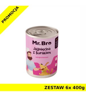 Karma mokra dla psa Mr. Bro Jagnięcina z Burakiem ZESTAW 6x 400g 