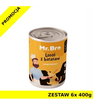 Karma mokra dla psa Mr. Bro Łosoś z Batatami ZESTAW 6x 400g 