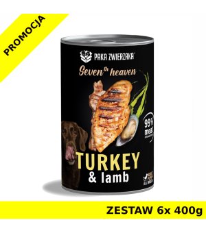 Karma mokra dla psa Paka Zwierzaka Seven`th Heaven Turkey&Lamb PUSZKA ZESTAW 6x 400g