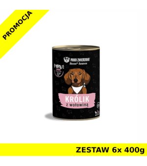 Karma mokra dla psa Paka Zwierzaka Seven`th Heaven Rabbit&Beef PUSZKA ZESTAW 6x 400g