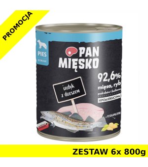 Karma mokra dla psa Pan Mięsko - Indyk z Dorszem ZESTAW 6x 800g