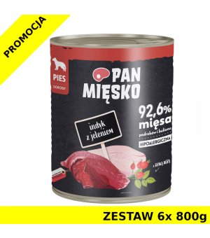 Karma mokra dla psa Pan Mięsko - Indyk z Jeleniem ZESTAW 6x 800g