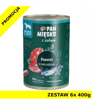 Karma mokra dla psa Pan Mięsko pasztet z tuńczykiem ZESTAW 6x 400g