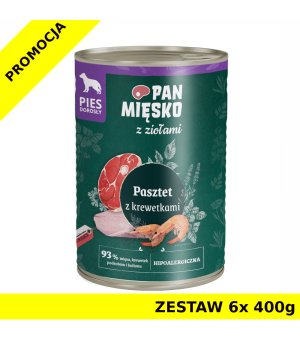 Karma mokra dla psa Pan Mięsko pasztet z krewetkami ZESTAW 6x 400g