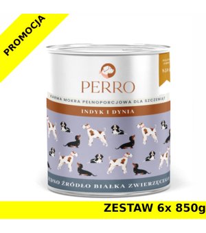 6x 850g - Indyk z dynią - szczenięta - Perro - karma mokra dla psa - zestaw 