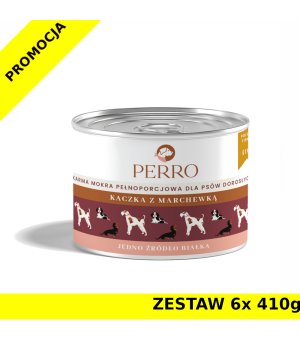 Karma mokra dla psa Perro Kaczka z marchewką dla psów dorosłych ZESTAW 6x 410g