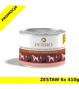 6x 410g - Kaczka z marchewką - Perro - karma mokra dla psów dorosłych - zestaw