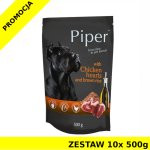 Karma mokra dla psa Piper serca z kurczaka z brązowym ryżem i szpinakiem ZESTAW 10x 500g