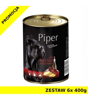 Karma mokra dla psa Piper z wątrobą wołową i ziemniakami puszka ZESTAW 6x 400g