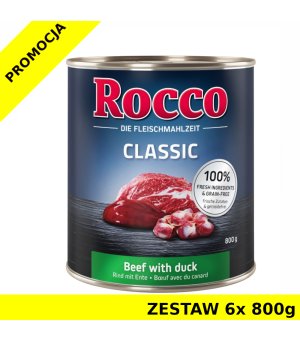 Karma mokra dla psa Rocco Classic Wołowina z Kaczką puszka ZESTAW 6x 800g