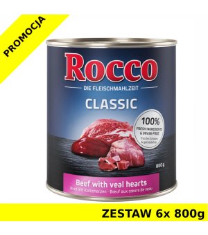 Karma mokra dla psa Rocco Classic Wołowina z Sercami Cielęcymi puszka ZESTAW 6x 800g