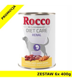 Karma mokra dla psa Rocco Diet Care Renal kurczak i bataty puszka ZESTAW 6x 400g 
