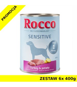 Karma mokra dla psa Rocco Diet Care Sensitive Indyk z ziemniakami puszka ZESTAW 6x 400g