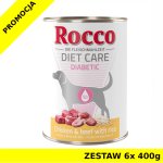 Karma mokra dla psa Rocco Diet Care Diabetic kurczak z wołowiną i ryżem puszka ZESTAW 6x 400g 