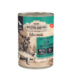 Karma mokra dla psa Wiejska Zagroda Leśne Smaki - Jeleń z Wieprzowiną 400g