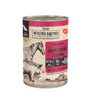 Karma mokra dla psa Wiejska Zagroda - Wieprzowina z Koniną 400g