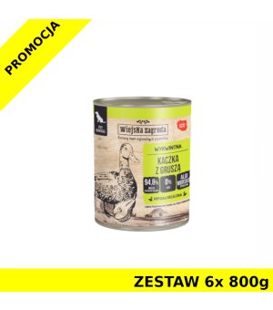Karma mokra dla psa Wiejska Zagroda Kaczka z Gruszką  ZESTAW 6x 800g