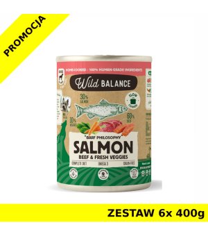 Karma mokra dla psa Wild Balance - Wołowina z Łososiem, marchwią i szpinakiem ZESTAW 6x 400g