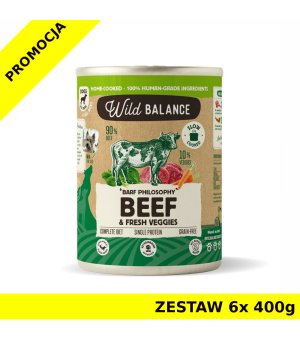 Karma mokra dla psa Wild Balance - Wołowina z Marchwią i szpinakiem ZESTAW 6x 400g