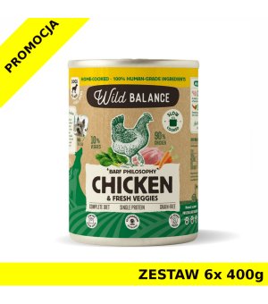 Karma mokra dla psa Wild Balance - Kurczak z Marchwią i szpinakiem ZESTAW 6x 400g