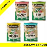 Karma mokra dla psa Wild Balance MIX 4 smaków 7+1 GRATIS puszki 8x 400g