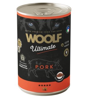 Karma mokra dla psów dorosłych WOOLF ULTIMATE Dog Pork Linseed Oil 400g