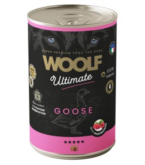 Karma mokra dla psów dorosłych WOOLF ULTIMATE Dog Goose Raspberry 400g
