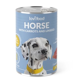 Karma mokra dla psów dorosłych Lovi Food Dog Horse Carrot & Linseed 400g