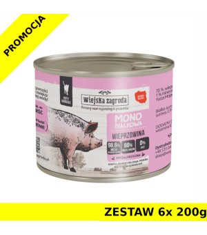 Karma Mokra  Mono Wiejska Zagroda KOT - Wieprzowina ZESTAW 6x 200g