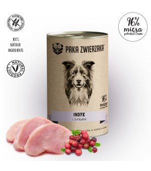 Karma Mokra Paka Zwierzaka - Indyk z żurawiną 400g - puszka