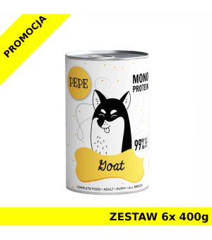 Karma Mokra Paka Zwierzaka - PEPE MONO PROTEIN Goat - koza ZESTAW 6x 400g 