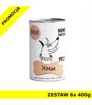 Karma Mokra Paka Zwierzaka - PEPE MONO PROTEIN Horse - konina ZESTAW 6x 400g
