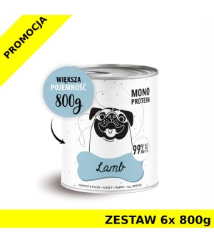 Karma Mokra Paka Zwierzaka - PEPE MONO PROTEIN Lamb - Jagnięcina - ZESTAW 6x 800g
