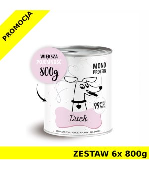 Karma Mokra Paka Zwierzaka - PEPE MONO PROTEIN Duck - Kaczka - ZESTAW 6x 800g